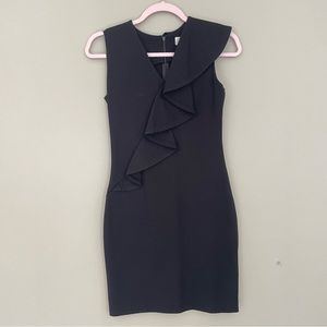 Amanda Uprichard Ruffled Asymmetrical Black Dress